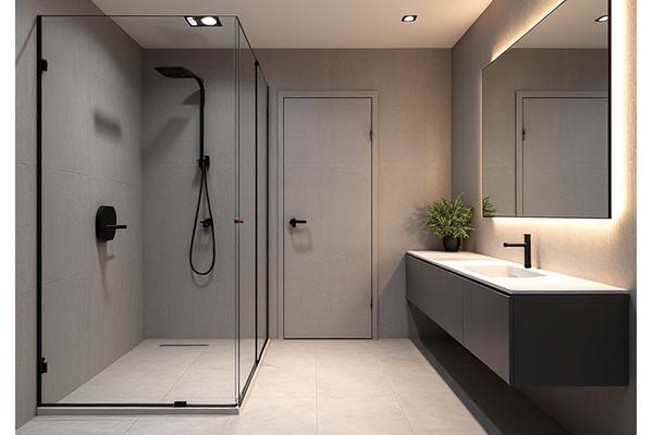 Luxurious apartment bathroom renovation with walk-in shower